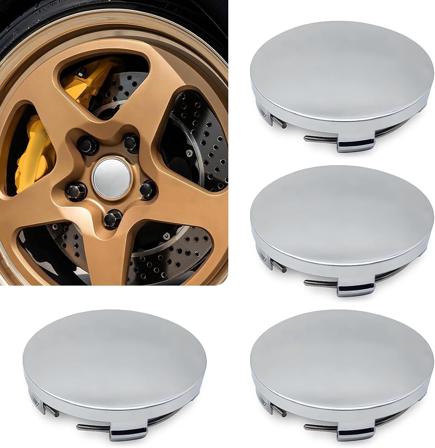 Eratus 4 PCS Wheel Center Caps, Moisture-Proof Rust-Proof Protective Cover, Snap-in Anti-Shedding Plastic Hub Caps with Steel Ring Structure, Universal for Most Cars Trucks (Black)