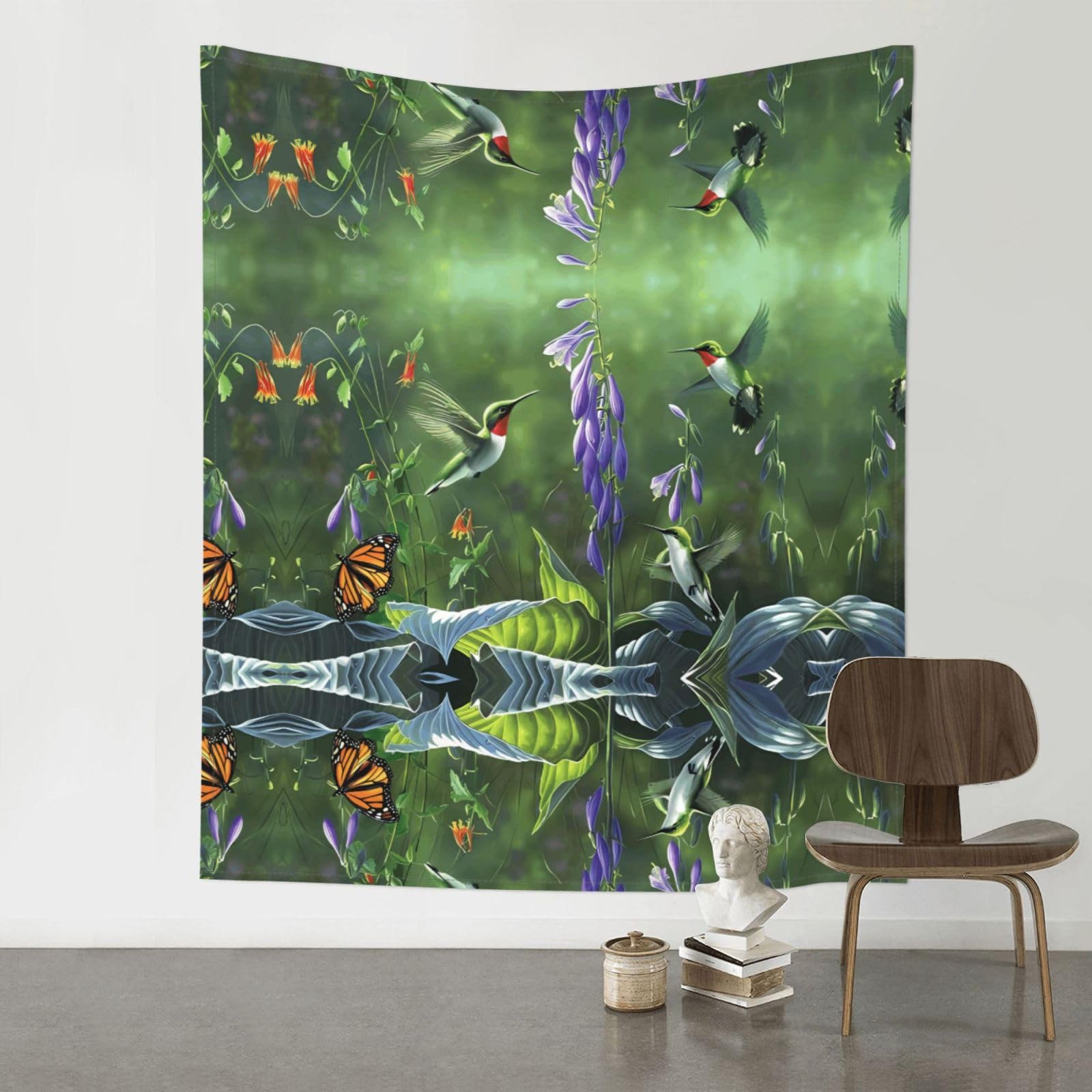 YYHHAOFA Hummingbird Butterfly Prints 60x51in Wall Tapestry Boho Chic Dorm Decor & Beach Throw Blanket