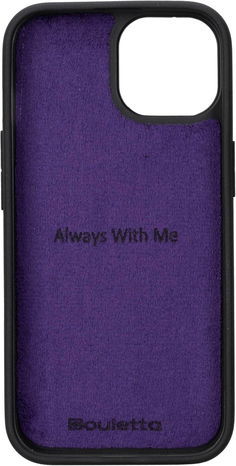 BOULETTA Compatible with iPhone 15 Case Magsafe Compatible Full Grain Leather Soft Snap-on Back Cover, Slim, Protective Shockproof Phone Case 6.1 inches, Purple