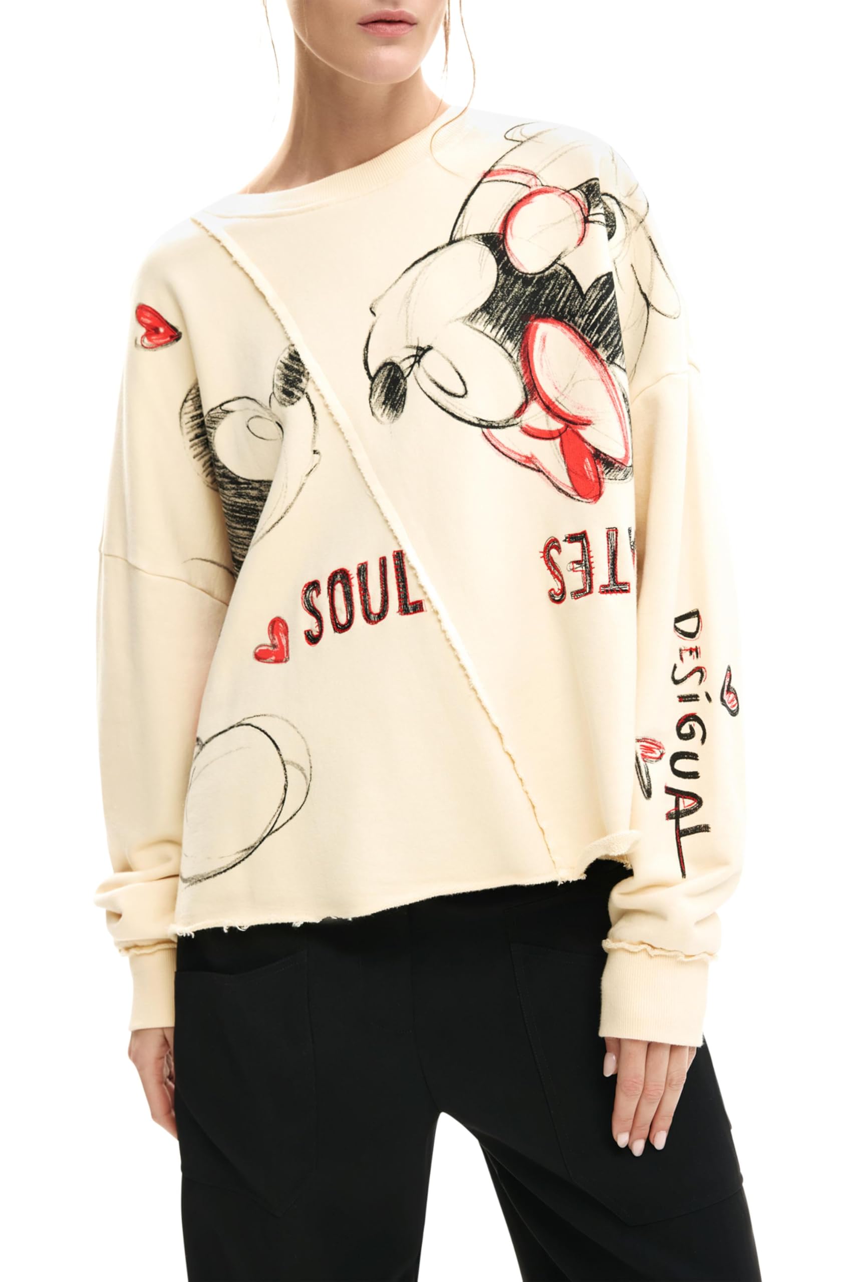 Desigual Damen Muak Lmickey Sweatshirt, Schwarz, XL