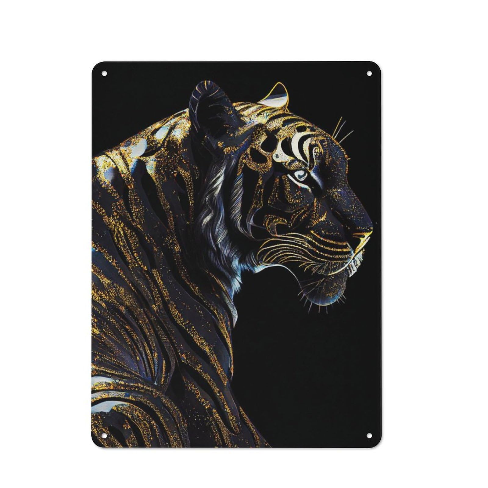 Junmoney Black Golden Tiger For Garden Room Or Summerhouse, Vintage Tin Sign 40X30cm, For Display In Garden Rooms And Summerhouses
