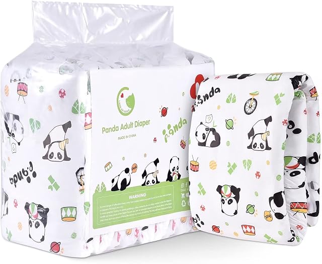 Landofgenie Diaper Adult Printed Diaper Incontinence Underwear Large Overnight Diapers with Tabs 10 Pieces (Large 36"- 46")