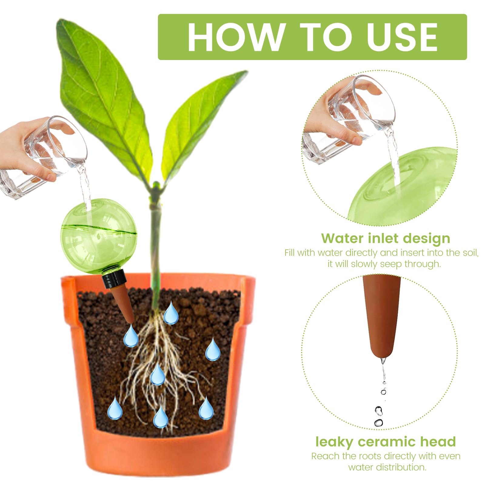 4 Stück Bewässerungskugeln für Pflanzen,Automatische Pflanzenbewässerung 500ml,sgeräte Bewässerungskugeln,Wasserspender Pflanze von Zimmer Balkon und Gartenpflanzen (Rosa, grün)