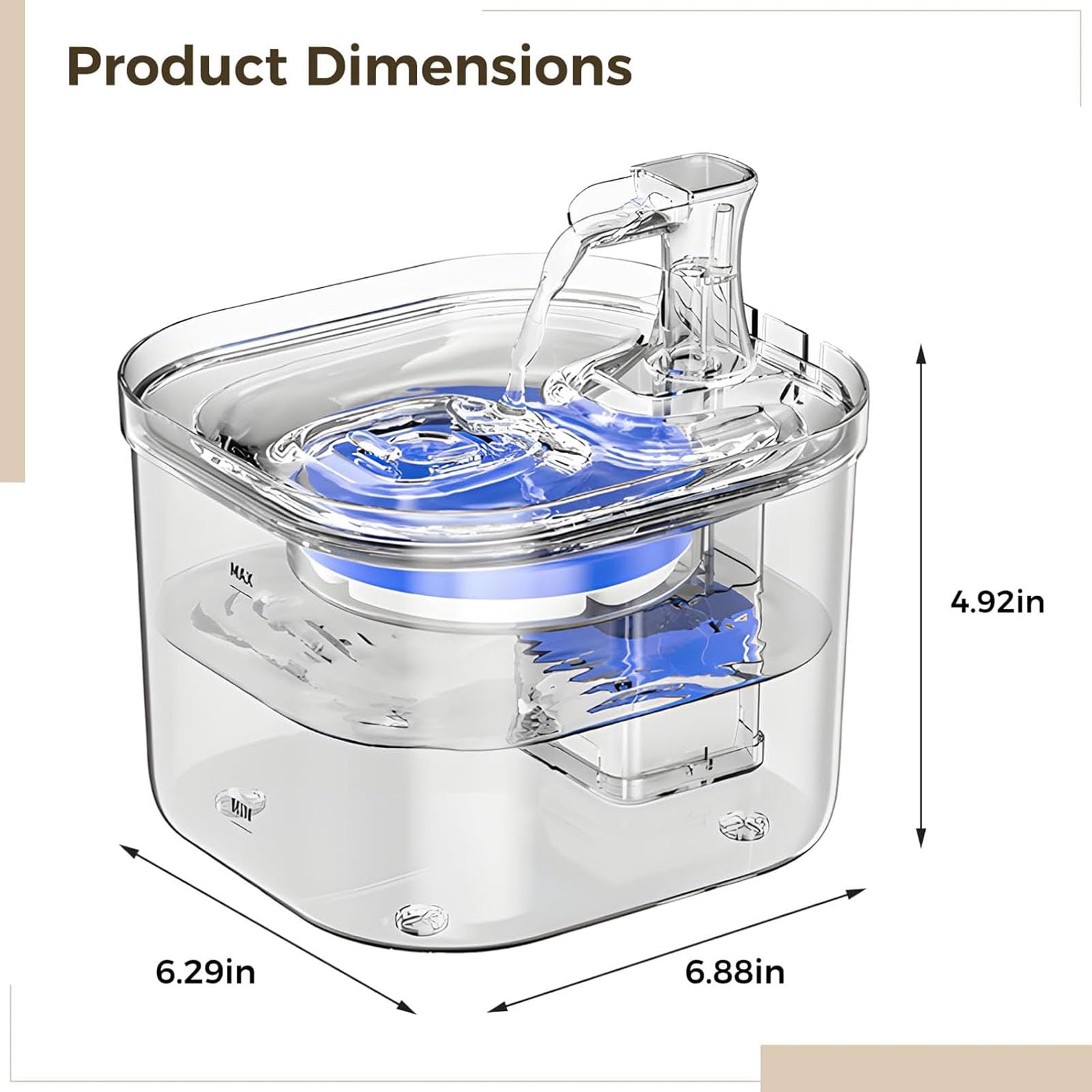 Fontana Per Gatti Da 68 Oz/2 L Con Induzione Intelligente, Fontana Automatica Per Animali Domestici, Distributore D'acqua Silenzioso Per Cani Con Filtri Di Ricambio, Vassoio in Acciaio Inossidabile