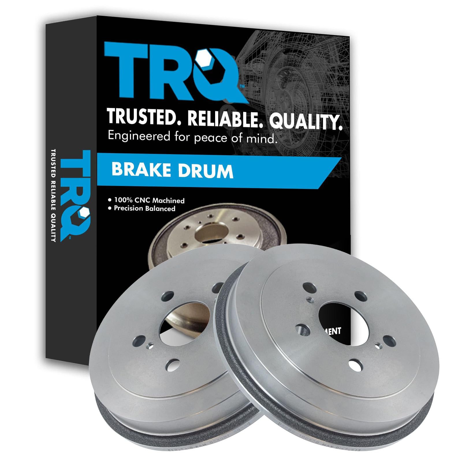 TRQ Rear Brake Drum Pair Set for 2000-2005 Toyota Celica / 2003-2008 Toyota Corolla / 2004-2008 Toyota Prius