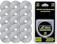 Headley Tools 45mm Rotary Cutter Blades 15-Pack | SKS-7 Japanese Steel, Fits Olfa Fiskars for Quilting Sewing Crafts
