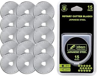 Headley Tools 45mm Rotary Cutter Blades 15-Pack | SKS-7 Japanese Steel, Fits Olfa Fiskars for Quilting Sewing Crafts