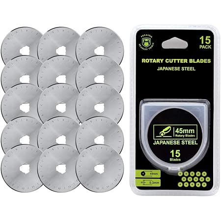 OLFA 45mm Rotary Cutter Blades - 10-Pack Tungsten Steel Replacement Blades For Fabric & Crafts
