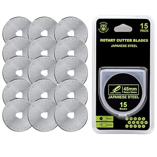 HEADLEY TOOLS 45mm Rotary Cutter Blades 15 Pack Fits Olfa, Fiskars, Replacement Rotary Blade for Arts Crafts Quilting Scrapbooking Sewing, Sharp and Durable - Amazon product rated Grade A