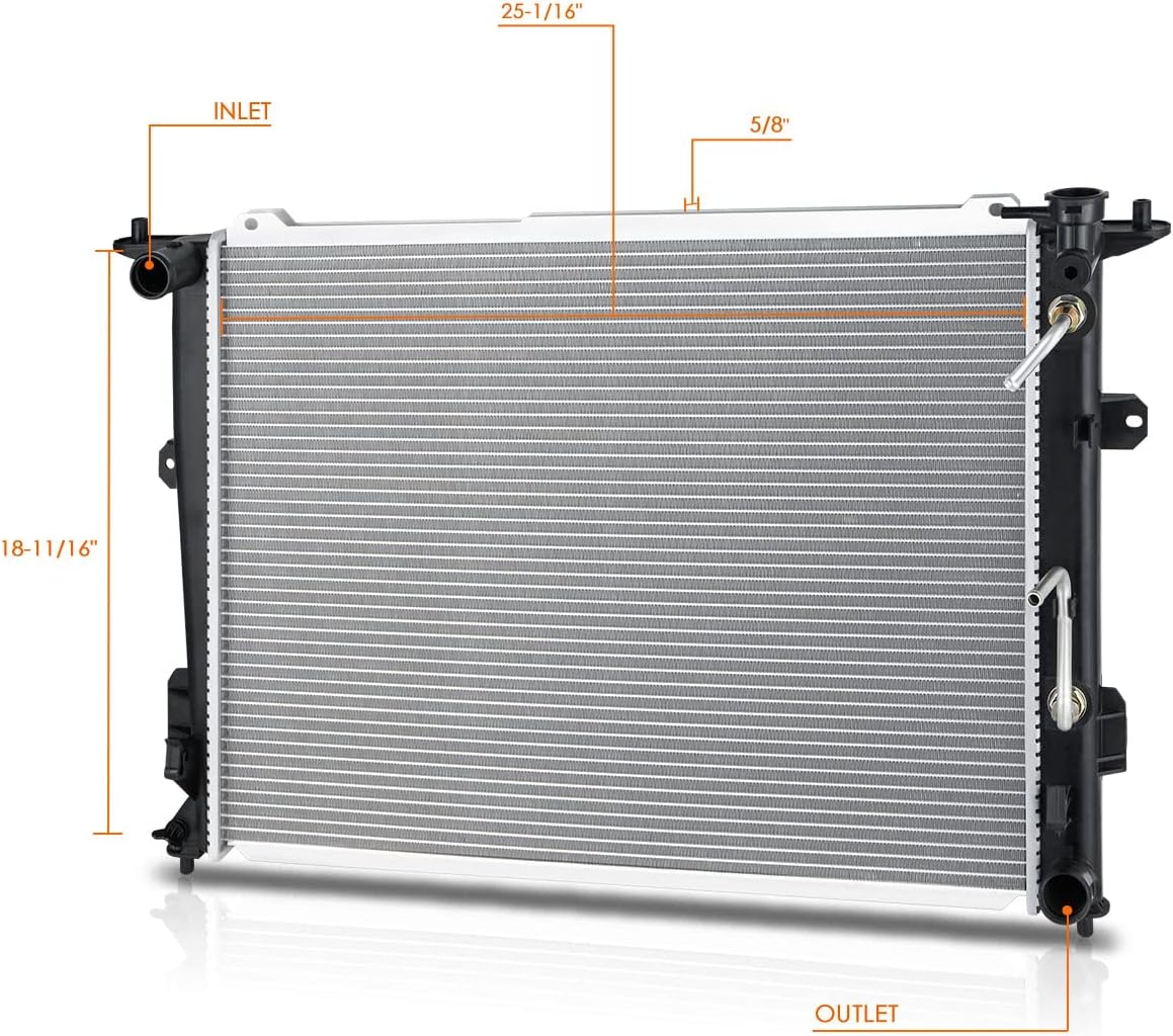 OE Style 1-Row Aluminum Radiator Compatible with Genesis 3.8L Sedan 2009-2010,DPI 13059