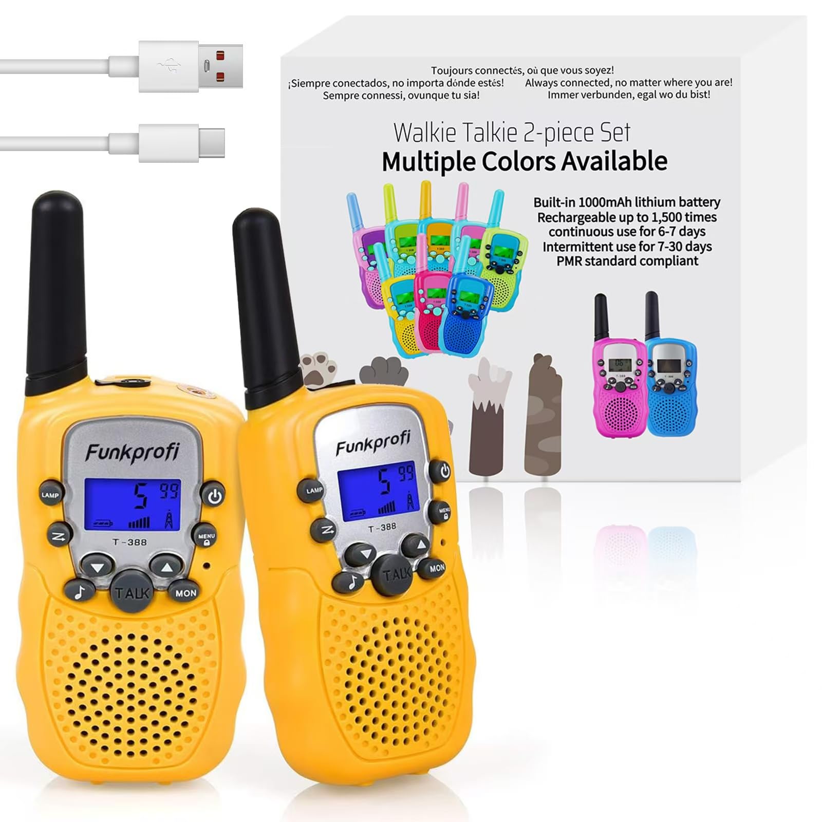 Funkprofi 2X T-388 Walkie Talkie Set für Kinder Funkgeräte P
