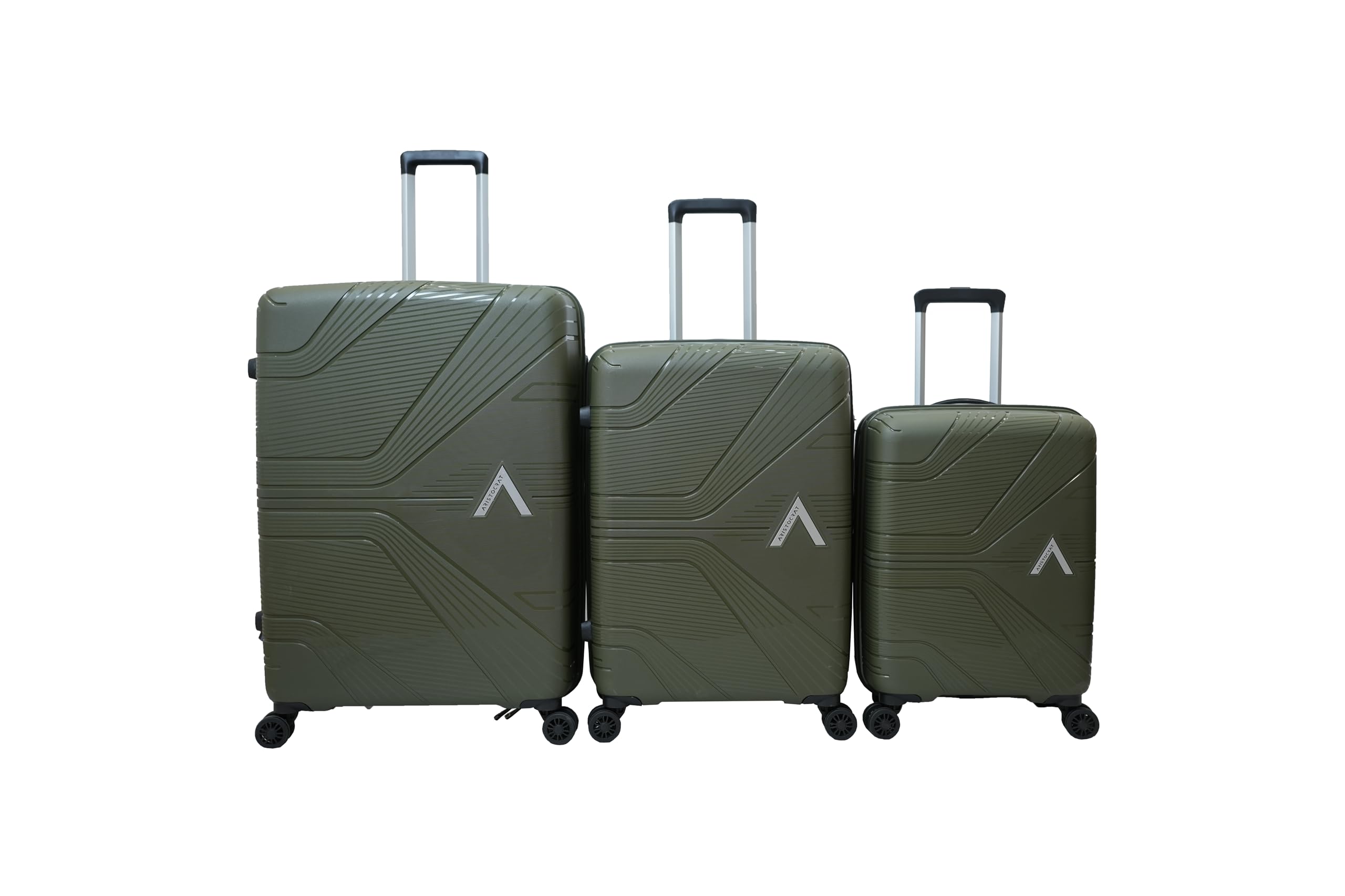 Aristocrat Polypropylene (Set of 3 Hard Suitcase Cabin, (55+66+76Cm) Check-in Lightweight Luggage with 8 Strong Wheels,Secured Combination Lock & 7 Years International Warranty (Olive Green)-image-22