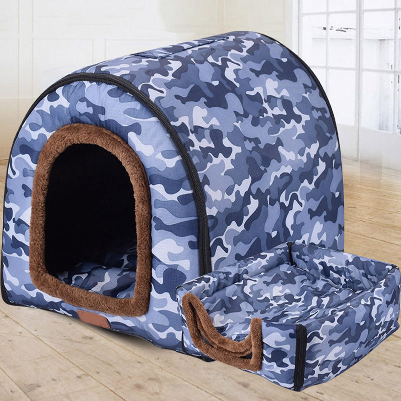 qing yun Large Dog House Kennel Luxury Warm Dog Cushion Bed,XL XXL Indoor Dog Kennel House Large Dog Bed Cat Cave Igloo Indoor Outdoor Washable (M 45 * 38 * 36cm,F)