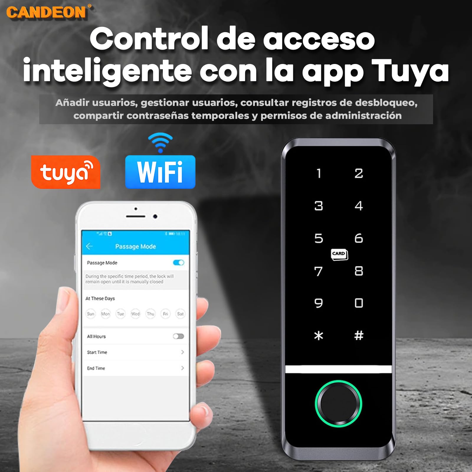 Teclado De Control De Acceso WiFi, Sistema De Control De Acceso A Puerta Aplicación De Teléfono Móvil Control Remoto Bloqueo De Teclado De Puerta Teclado con Contraseña De Huella Digital para Entrada