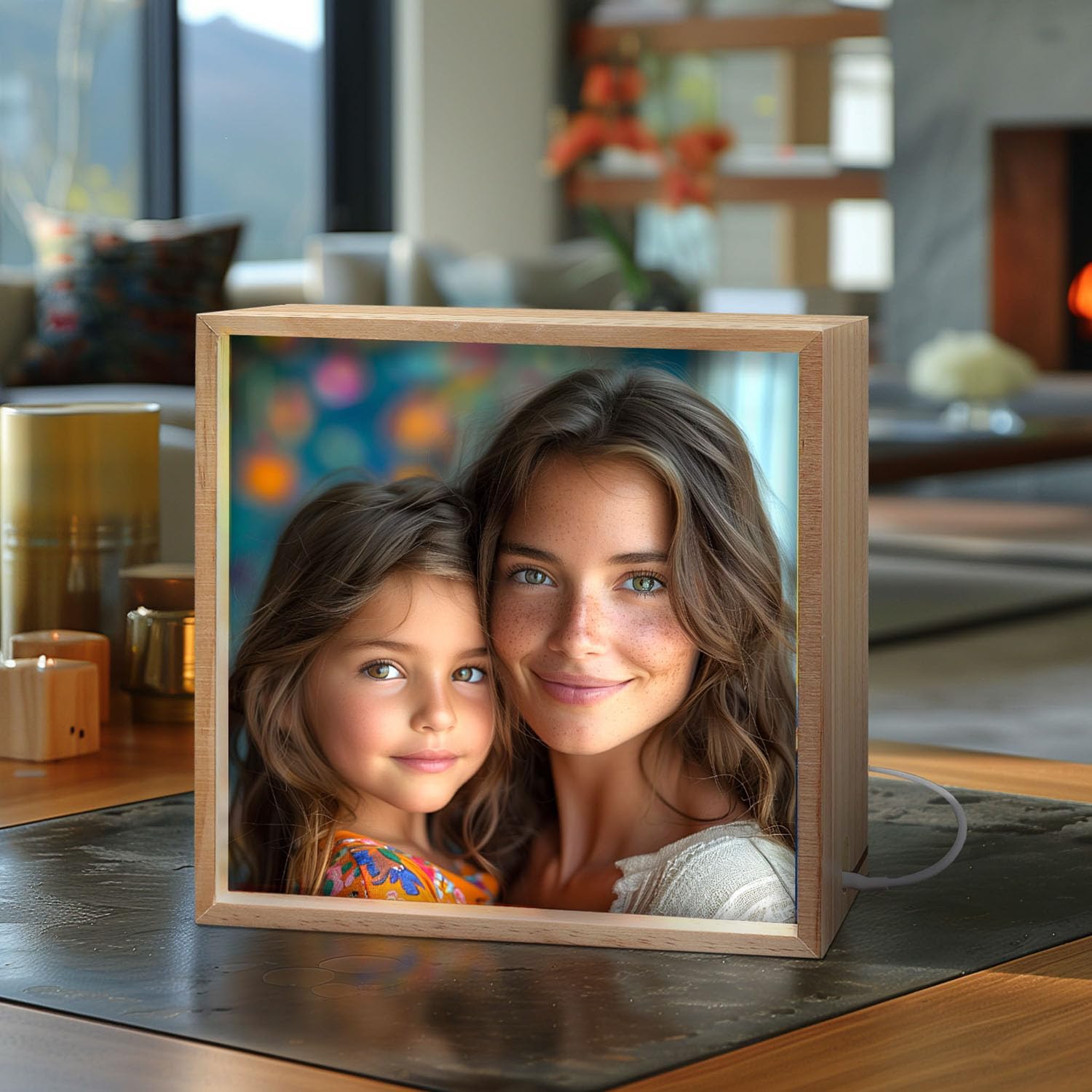 ArtPix 3D Wood Custom Photo Gift, Customized UV Photo Print LightBox, Unique Personalized Mothers Day Gifts for Mom, Wife, Women, Man, Birthday Gifts With Your Own Picture (8 x 8 inch)