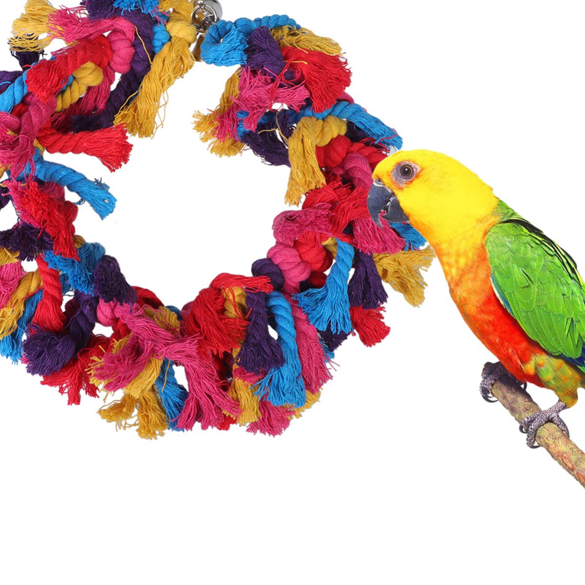 Happyyami Kreatives Vogelspielzeug Aus Baumwollseil Mit Integrierter Glocke Schwingendes -Spielzeug Für Papageien Nymphensittiche Und Andere Kleine Vögel Farben Zufällig