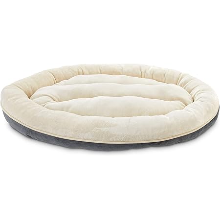 grey round dog bed