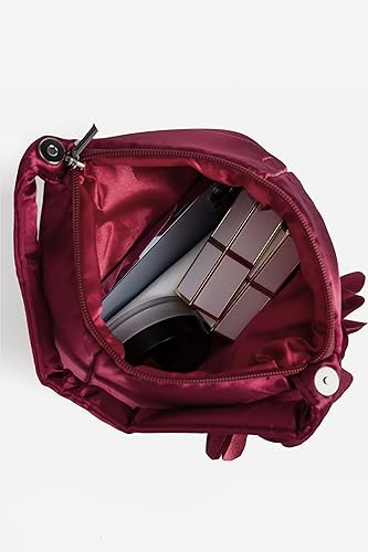 Miniatura 5 de BABEYOND Bolsos de mano para mujer, bolsos de noche de satén con flores, bolso de pulsera elegante para fiestas, uso diario, boda Rojo,Negro,negro