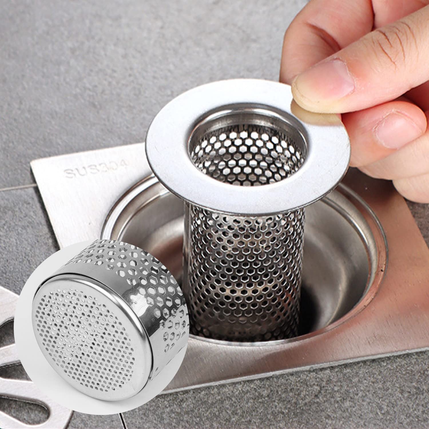 2 Filtri Doccia In Acciaio Inox Per Capelli – Raccoglitori Scarico Universali Per Bagno E Cucina, Diametro 33-50mm - 2