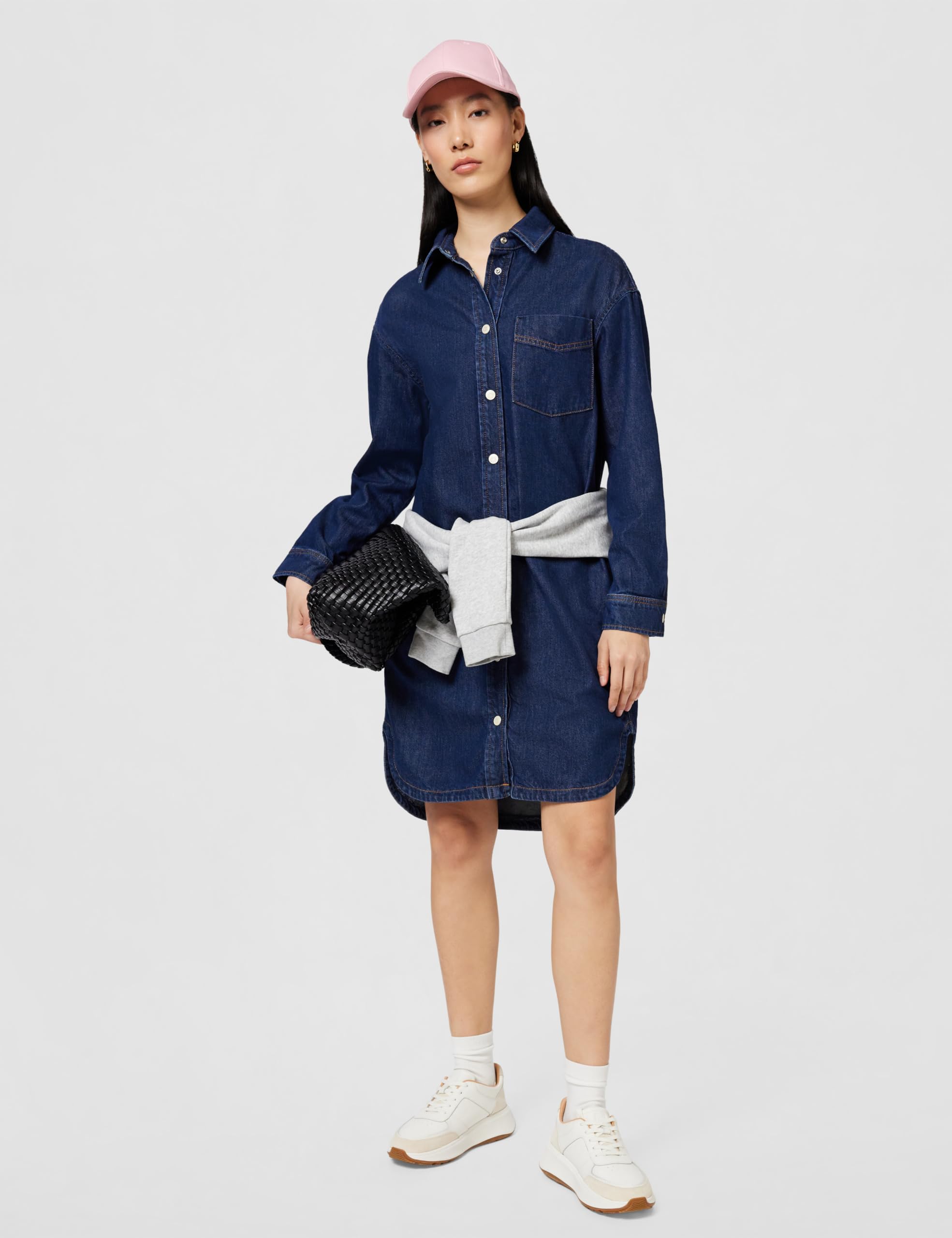 Marc O'Polo Denim Damen Cordkleid aus Bio-Baumwolle Oversize Fit, Blau (Dark Blue Multi 21), XS