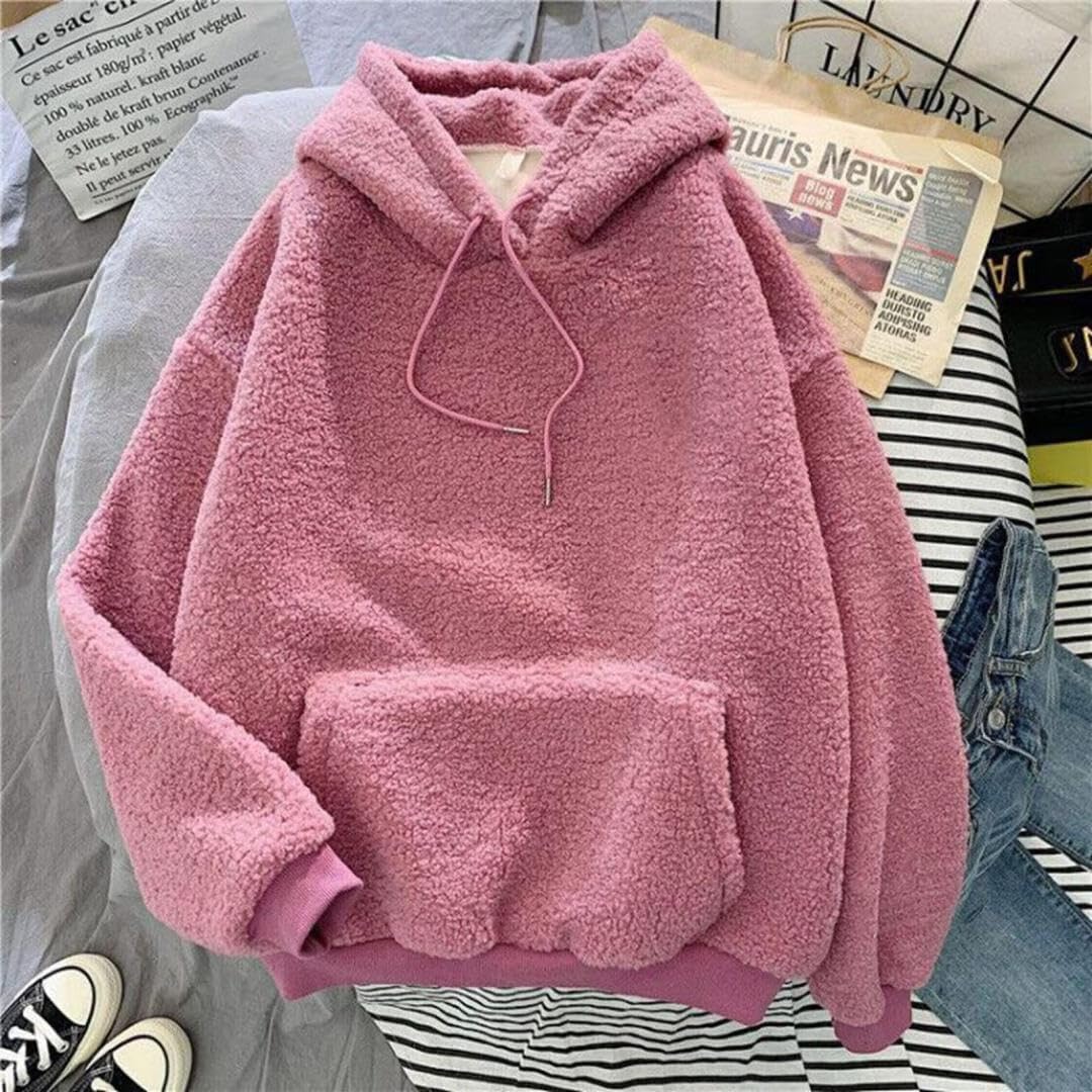 FMCHICO Women's Fuzzy Hoodies Sport Pullover Hoodie Athletic Cozy Oversized Pockets Hooded Sweatshirt Fleece Hoodies
