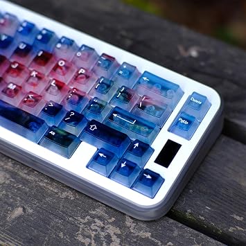 Romantic Blue-Pink Gradient Keycaps,122 Keys PC Jelly-Like Custom Key Cap Cherry Profile RGB Backlit Shine Through Keycaps for Cherry MX Magnetic Switches 60/65/75 Full Size Mechanical Keyboard Blue