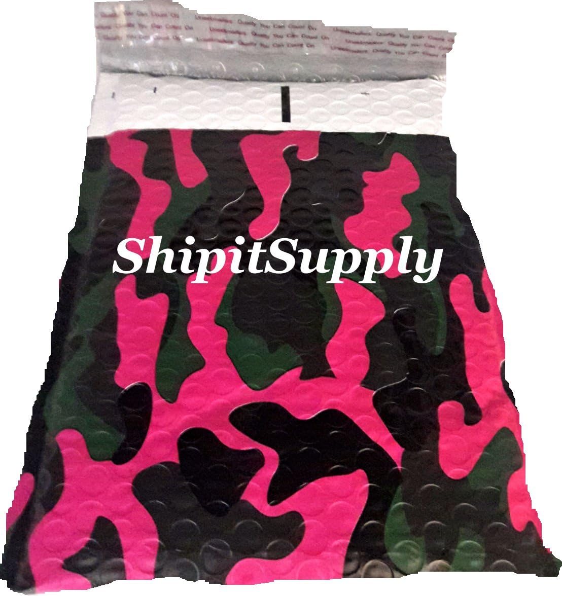 200#000 4x8 Poly (Pink Camo) Color Camouflage Designer Bubble Padded Envelopes Mailers 4 X 8