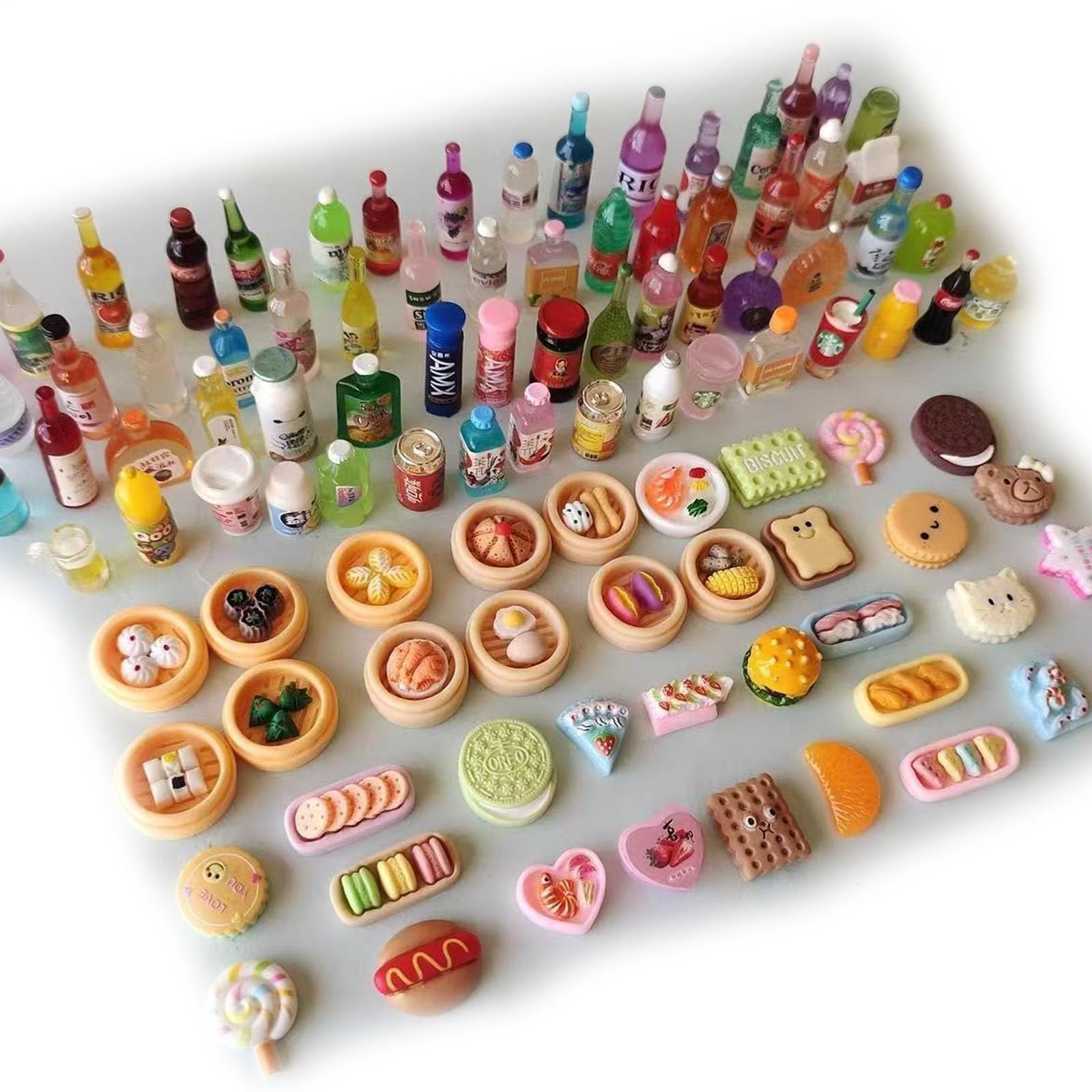 50 PCS Mini Food, Dolls House Accessories, Doll House Accessories 1:12 Set 50-Pack Miniature Kitchen Accessories for Doll House (Random)