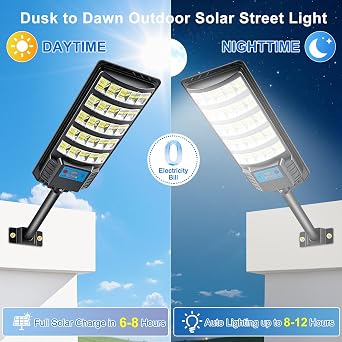 Street Solar Lights Outdoor - Heavy Duty 6500k LED Parking Lot Lights Commercial with Motion Sensor,4500mAh Dusk to Dawn Flood Light Waterproof IP66 for Yard, Garden, Parking Lot Security Lighting