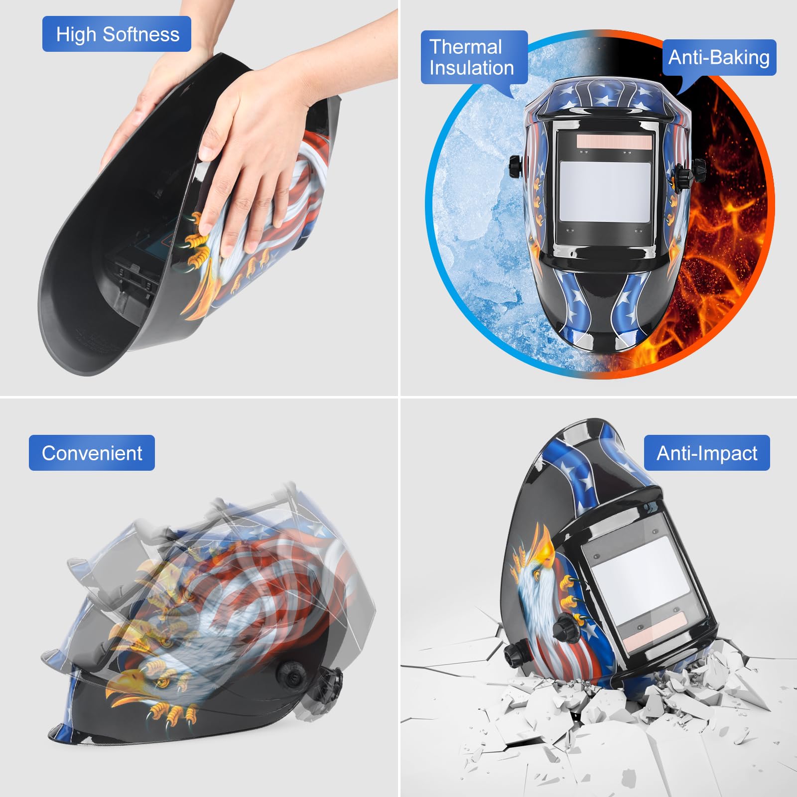 Schweißhelm True Color automatische Verdunkelung für WIG MIG ARC Schweißermaske mit verstellbarem Farbbereich 4/5-9/9-13 ..