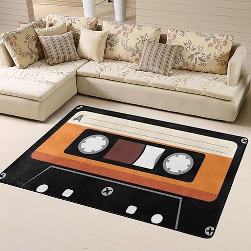 Cinta de casete con etiqueta retro antideslizante, tapete de audio de casete de audio, tapete de área gruesa y duradero, tapete de suelo, sala de