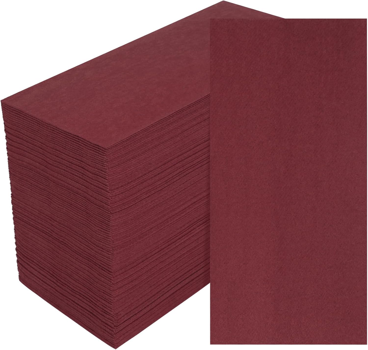 100 Pack Dark Burgundy Paper Napkins, Disposable Linen Feel Guest Towels Cloth Like Hand Towels, Soft, Absorbent, Paper Hand Napkins for Kitchen, Bathroom, Parties, Weddings, Dinners - 12" x 17"