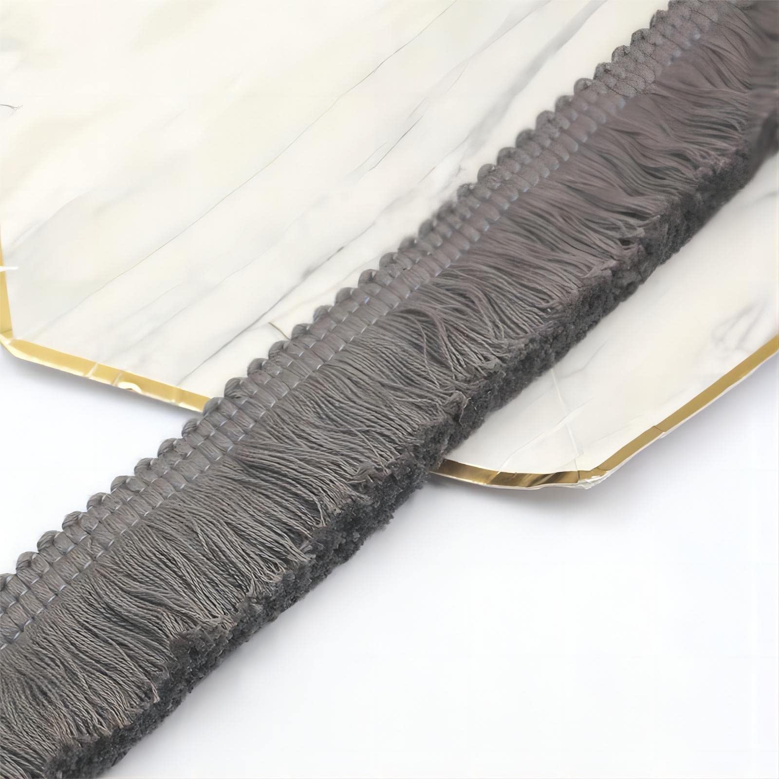7 Meters 3.8cm Fringe Tassel Trim Macrame Tassel Ribbon Lace Trim Cotton Tassel Fringe Lace Edging Trim Ribbon Fabric Fringe Trim for Clothes Curtain Blanket Hammock Umbrella Decor Sewing (Dark Gray)
