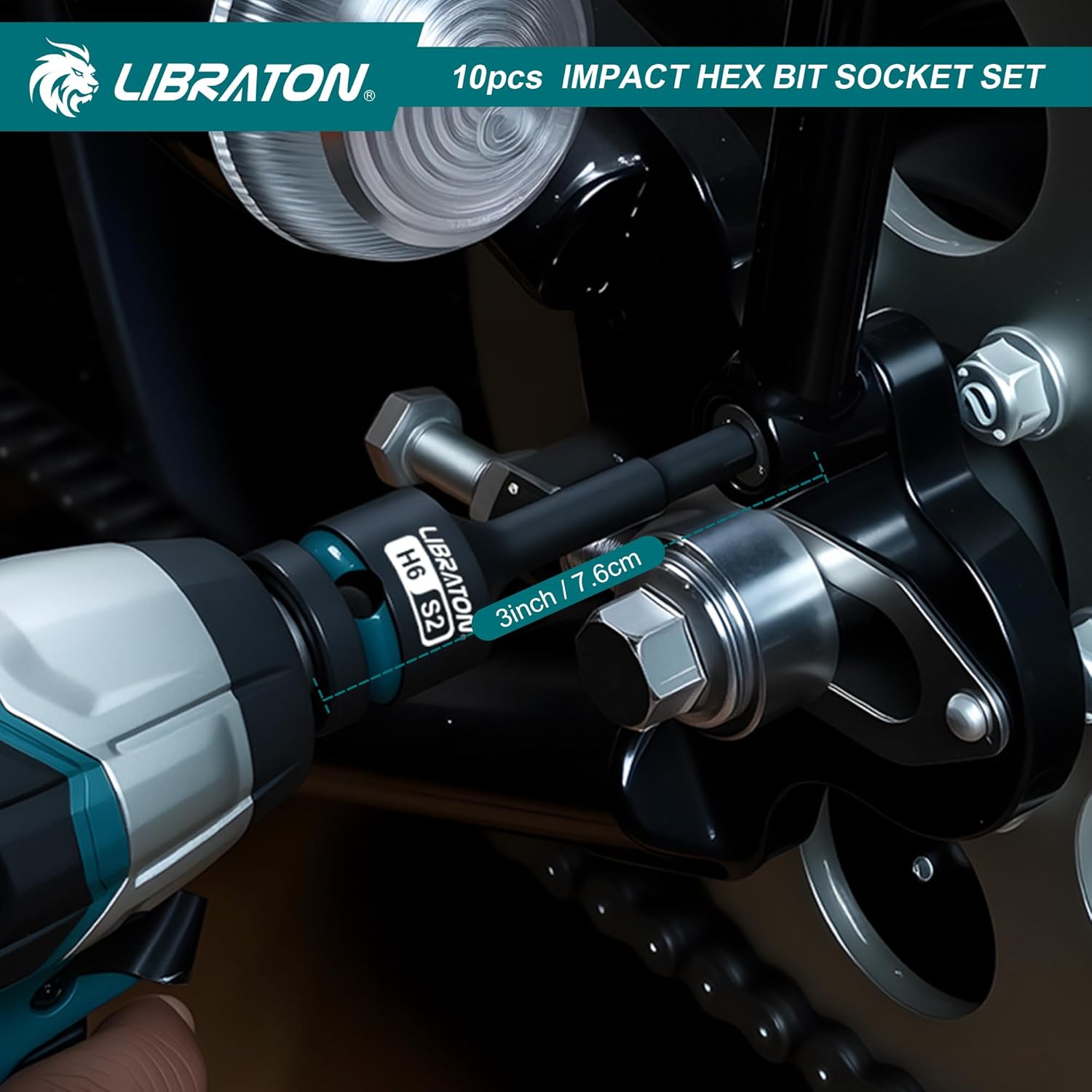LIBRATON Impact Hex Bit Socket Set, 1/2" Dr, S2 Steel, 10PCS High Torque Sockets(Metric H5-H19) for Professional Mechanics & Automotive Repair (XPE Storage Case)