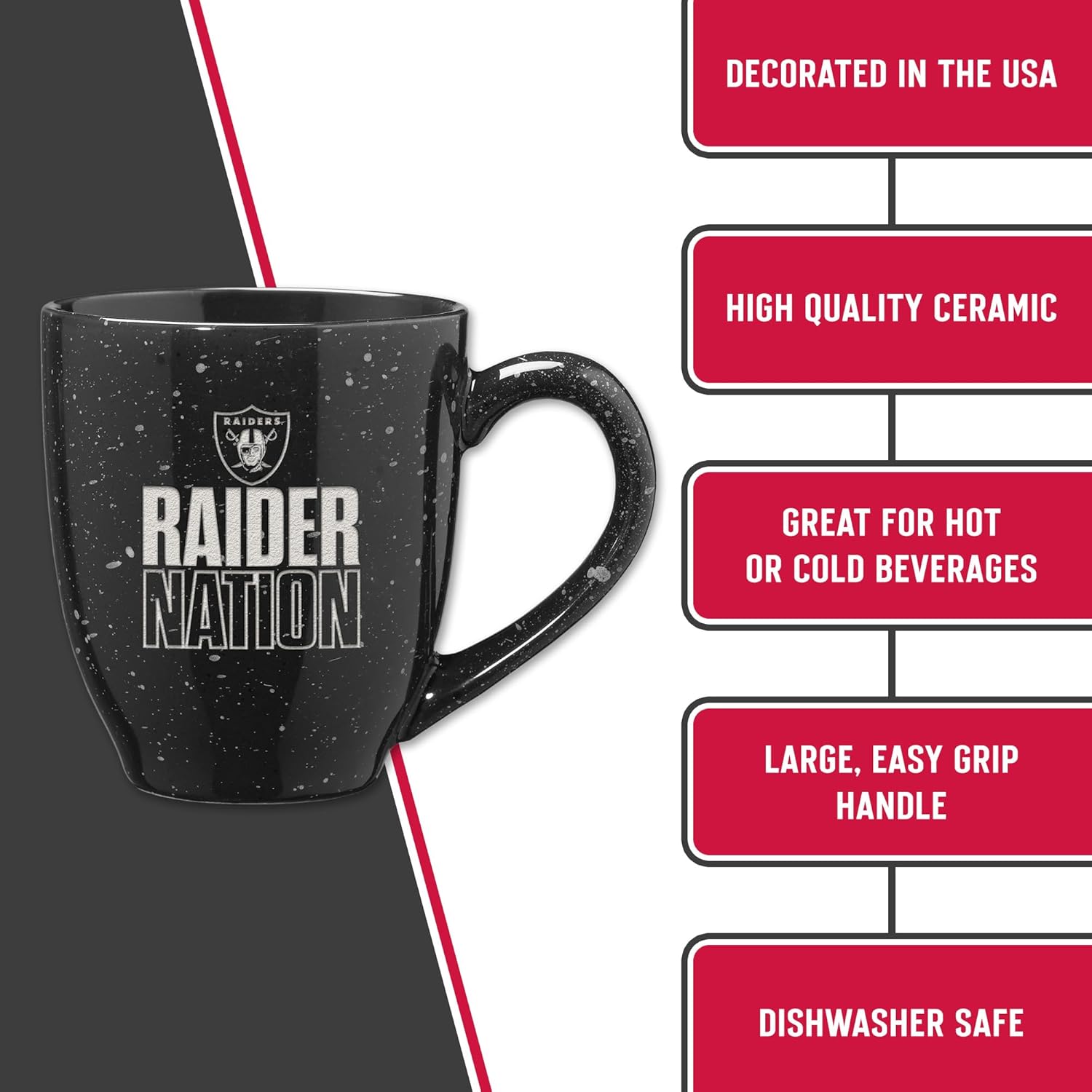 Rico Industries NFL Football Team Slogans and Chants 16 oz Team Color Laser Engraved Speckled Ceramic Coffee Mug - Image 5