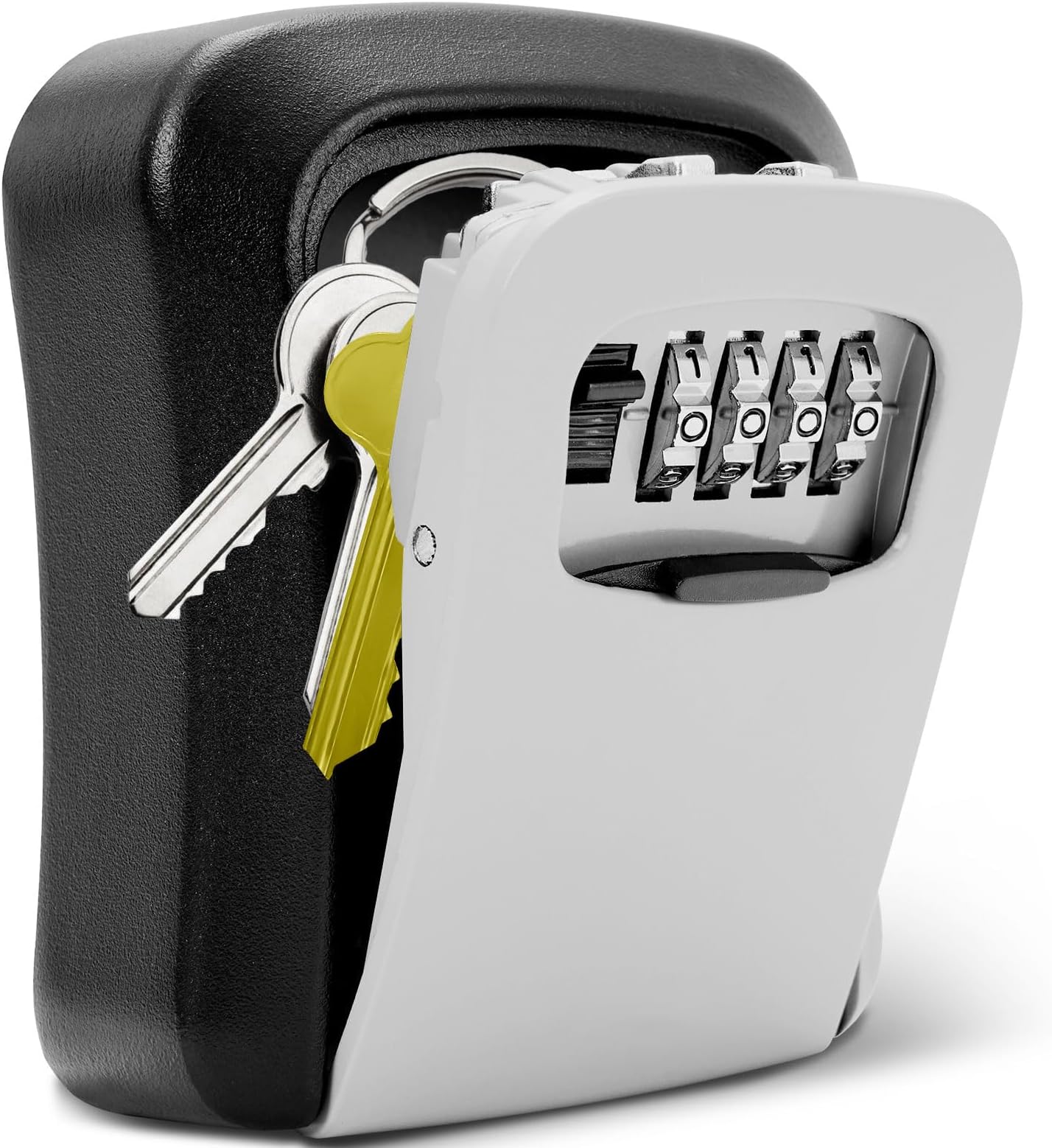 Key box, wall-mounted, 4-digit combination anti-theft key lock box, one-touch setting, protect your key storage space, indoor, outdoor, office, garage, garden, shop with security storage lock box