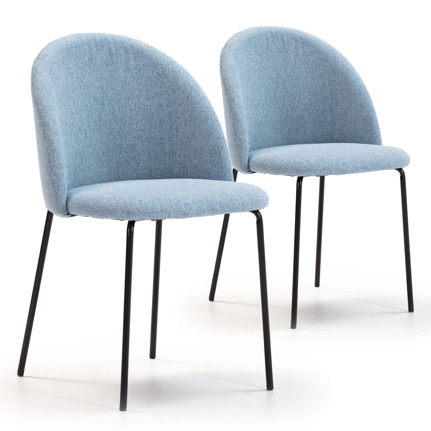 VS Venta-stock Set di 2 sedie per tavola da pranzo Kenia rivestite in tela Blu, certificazione SGS, 43 cm (Larghezza) x 47 cm (Profondità) x 78,5 cm (Altezza)