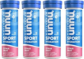 Nuun Sport Electrolyte Tablets for Proactive Hydration, Citrus Fruit, 4 Pack (40 Servings)