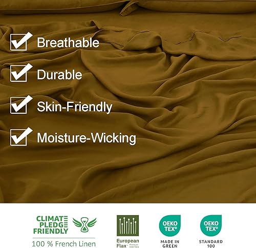 Miniatura 158 de S VICTORY SYMBOL 100% Organic Linen Pillowcases 20"x30" Set of 2,French Natural Flax Soft Durable Pillowshams Sandy Beige,Standard