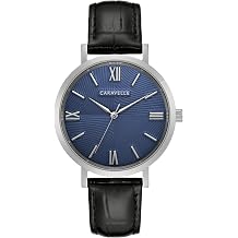 Caravelle by Bulova Mens Dress 3 Hand Quartz Leather Strap Watch, Stainless Steel Case, 40mm
