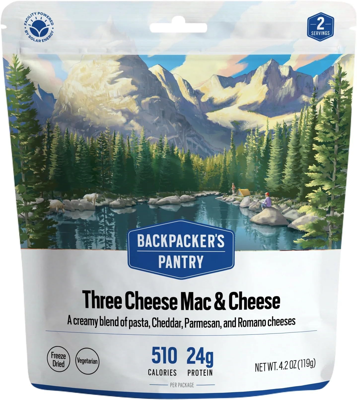 Three Cheese Mac & Cheese - Freeze Dried Backpacking & Camping Food - Emergency Food - 24 Grams of Protein, Vegetarian, 1 count