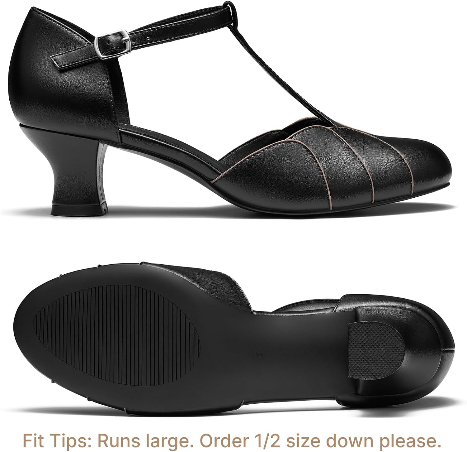 YESSA Character Shoes 2" Dance Shoes for Women T-Strap 1920s Flapper Shoes for Ballroom Latin Salsa Folklorico Flamenco Tango Swing Wedding