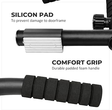 HANZO Doorway Pull Up Bar Set with Suspension Straps Multi-Grip Chin Up Bar for Home Gym No Screws, Strength Training Workout Bar, Door Gym Pullup Bar