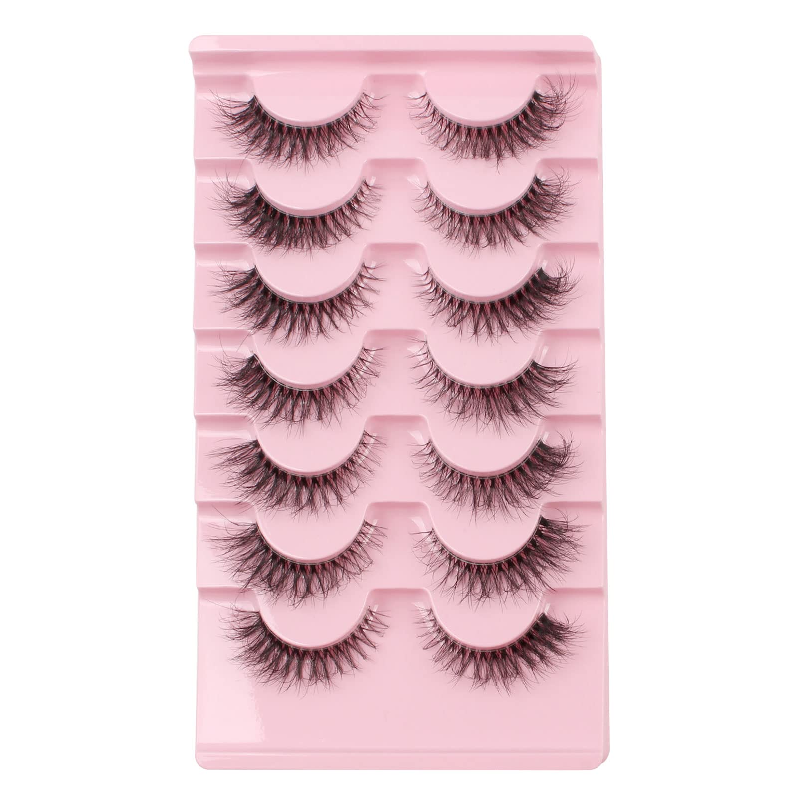 Oreola False Eyelashes Textured Cat Eye Lashes with Transparent Band Faux Mink Eyelashes Natural Fluffy Boosted Wispy Lashes 7 works - Image 2