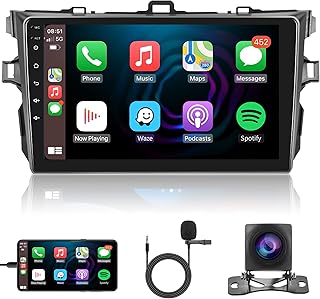 Rimoody 2G 32G for Toyota Corolla 2009-2013 Car Radio 9’’ Touch Screen Corolla Android Wireless Apple Carplay Car Stereo Bluetooth GPS WiFi FM Mirror Link RCA USB SWC + Backup Camera
