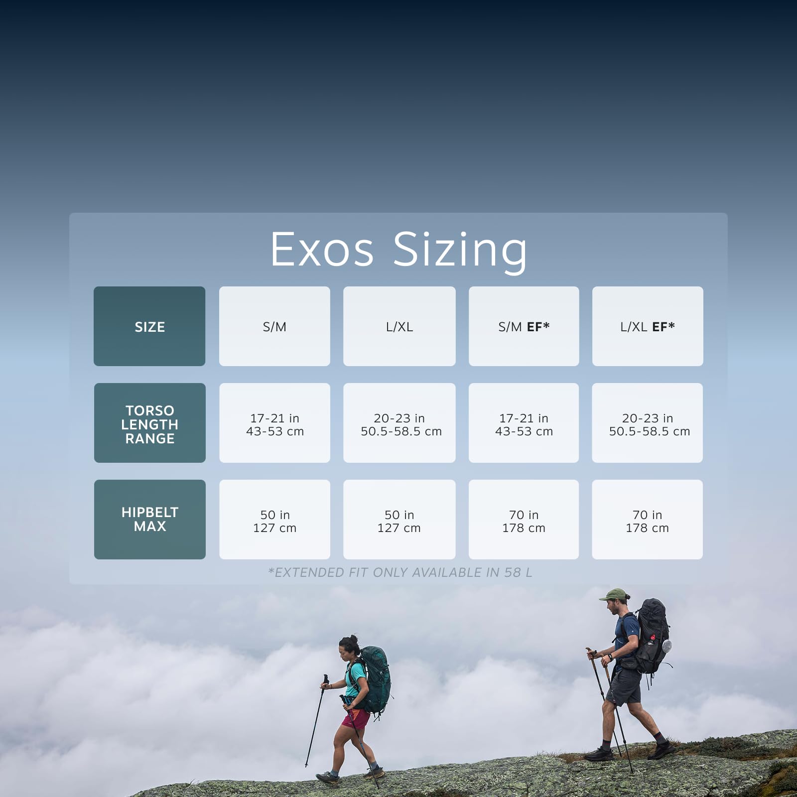 Osprey Exos 58 dark charcoal grey (411) L/XL