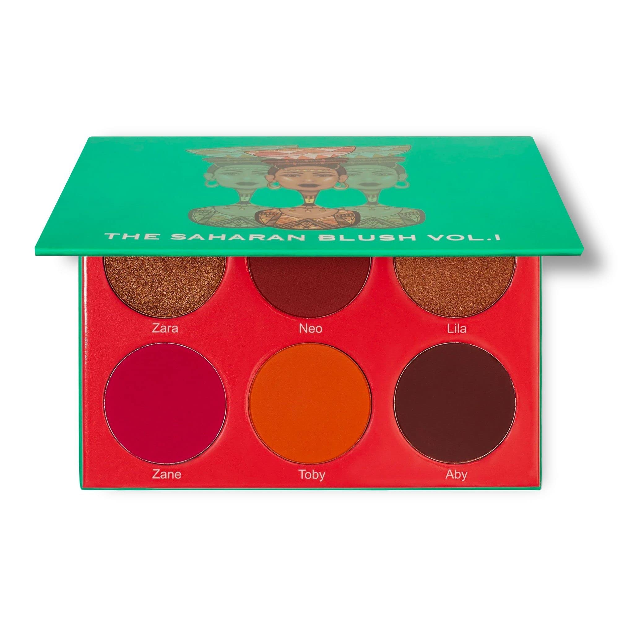 Juvia's Place Blush Palette Saharan Vol.1, 6 Pan, Mauve and Browns Shimmers and Mattes, Blush and Contour, Darker Skin Tone, Vegan, Cruelty Free