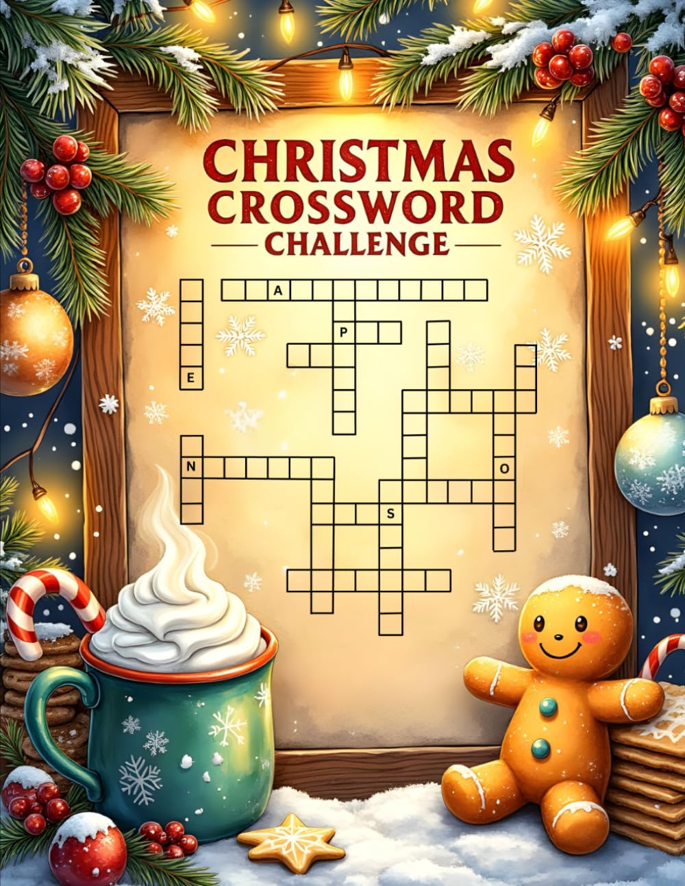 Christmas Crossword Puzzle Book:: 50 Festive Holiday-Themed Crosswords for Adults & Teens – Fun, Challenging, Cozy Winter Brain Games for Christmas Lovers