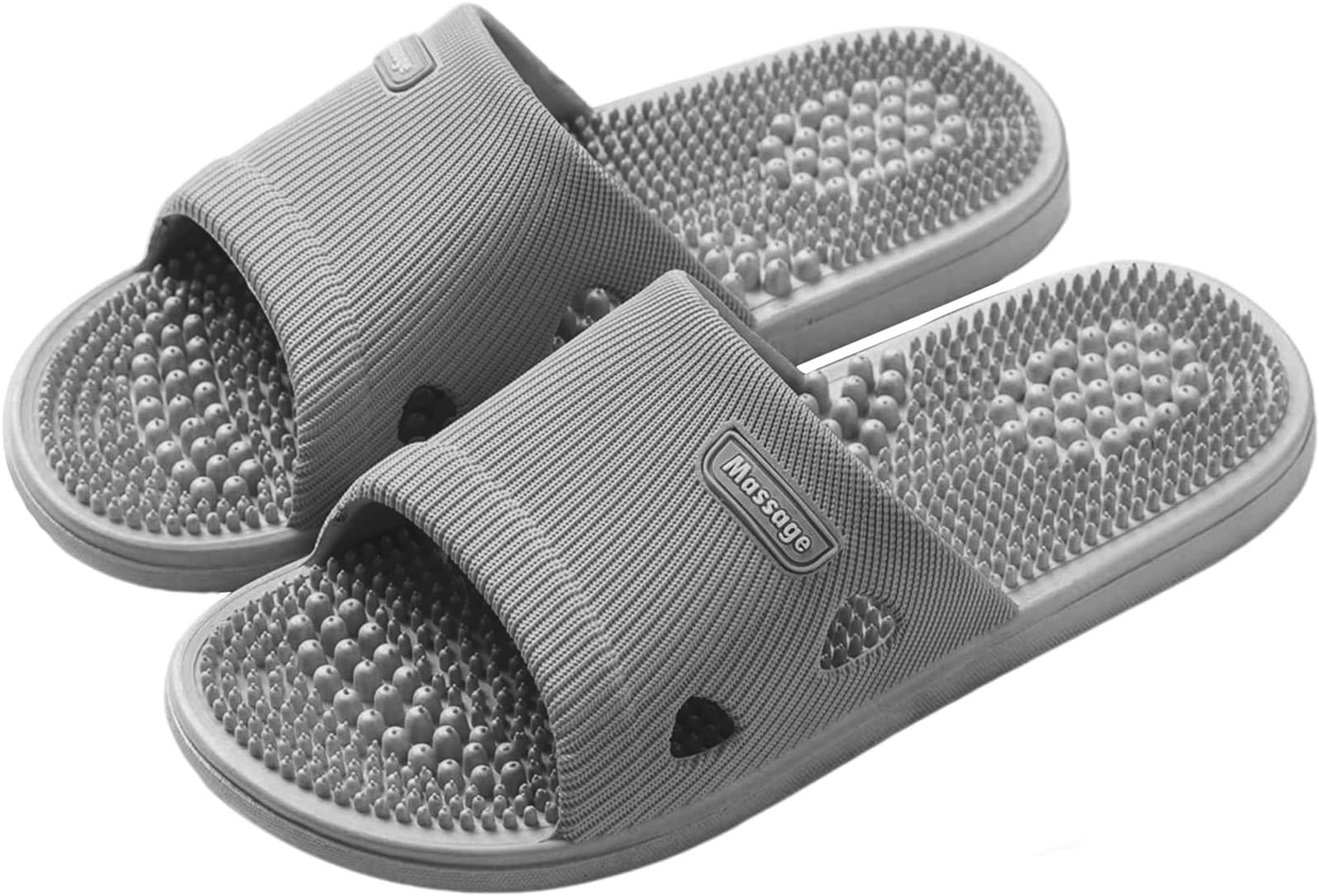 Acupressure Massage Slippers for Plantar Fasciitis for Women Acupuncture Slippers Arthritis Neuropathy Pain Relief Non-Slip Massage Sandals Women Stress Relief Gifts for Bath (US Men 8.5-9.5, Grey)
