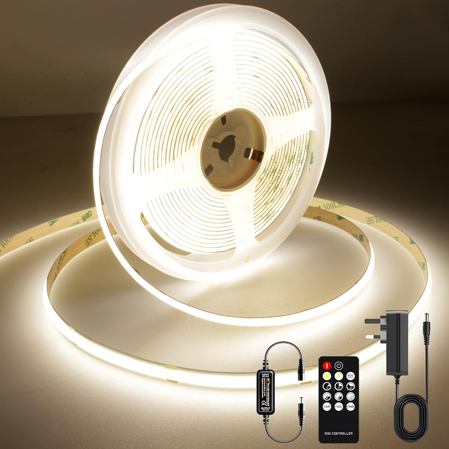 AXMOTUT COB LED Strip Lights 5m, 4000K Natural White Dimmable LED Strip ...